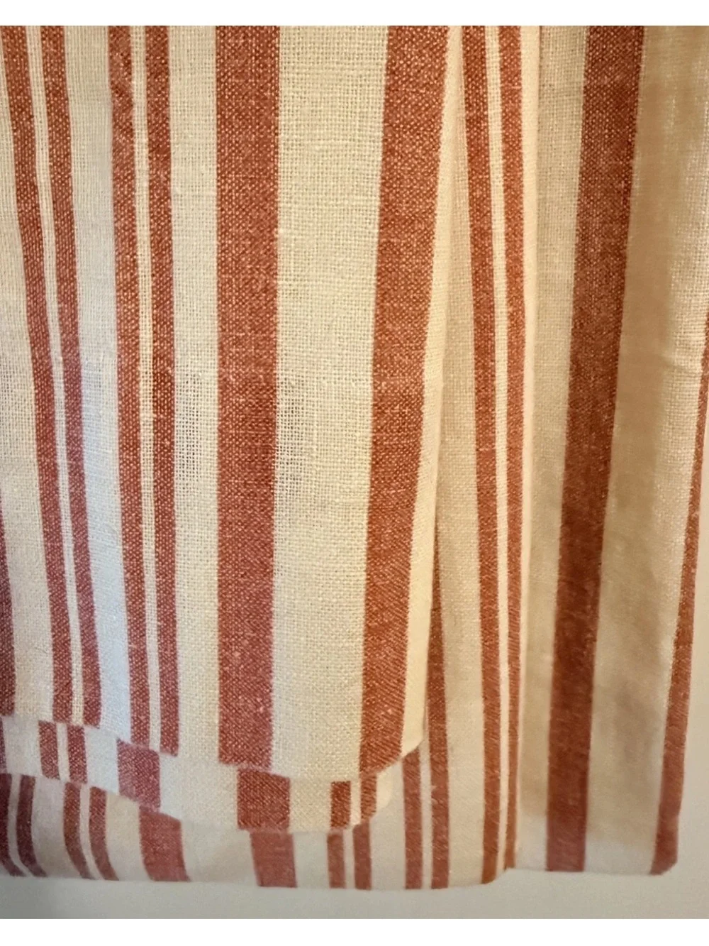 Pottery Barn Antique Stripe Drape | RED Striped Curtain Blackout Lining 84” L